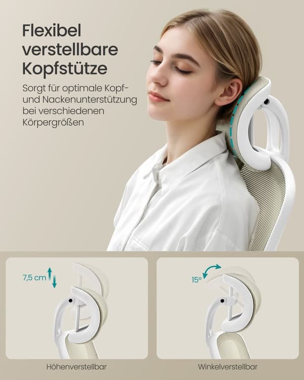 Toimistotuoli - ergonominen - verkko - cappuccino beige