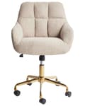 Miniatyrbilde 5 av 11: Kontorstol Beige Teddystoff Polyester Svart metallramme Svingbar Justerbar Moderne stil Kontormøbler