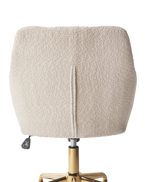 Kontorstol Beige Teddystoff Polyester Svart metallramme Svingbar Justerbar Moderne stil Kontormøbler