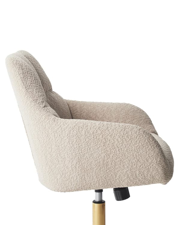 Kontorstol Beige Teddystoff Polyester Svart metallramme Svingbar Justerbar Moderne stil Kontormøbler