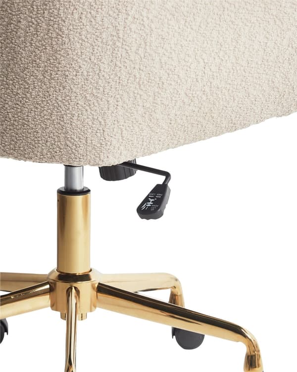 Kontorstol Beige Teddystoff Polyester Svart metallramme Svingbar Justerbar Moderne stil Kontormøbler
