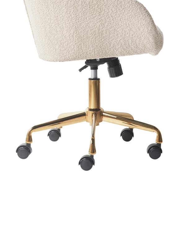 Kontorstol Beige Teddystoff Polyester Svart metallramme Svingbar Justerbar Moderne stil Kontormøbler
