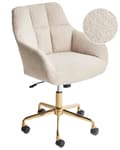Miniatyrbilde 1 av 11: Kontorstol Beige Teddystoff Polyester Svart metallramme Svingbar Justerbar Moderne stil Kontormøbler