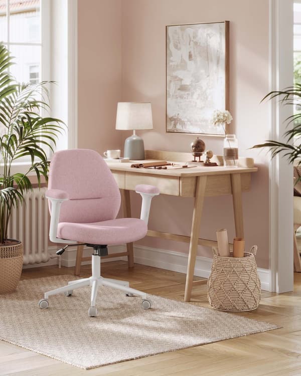 Kontorstol med justerbare armlæn pastelrosa