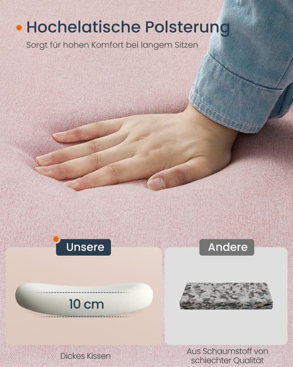 Kontorstol med bred sæde og pastelrosa chassis