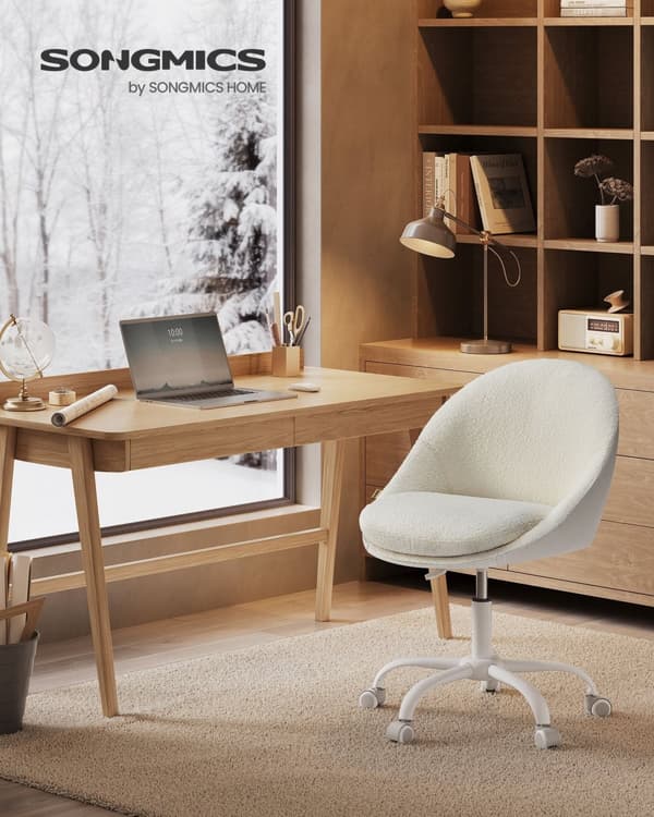 Fløjlkontorstol, højde-justerbar cappuccino beige sky hvid