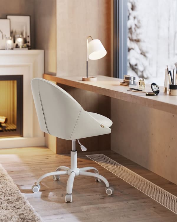 Fløjlkontorstol, højde-justerbar cappuccino beige sky hvid