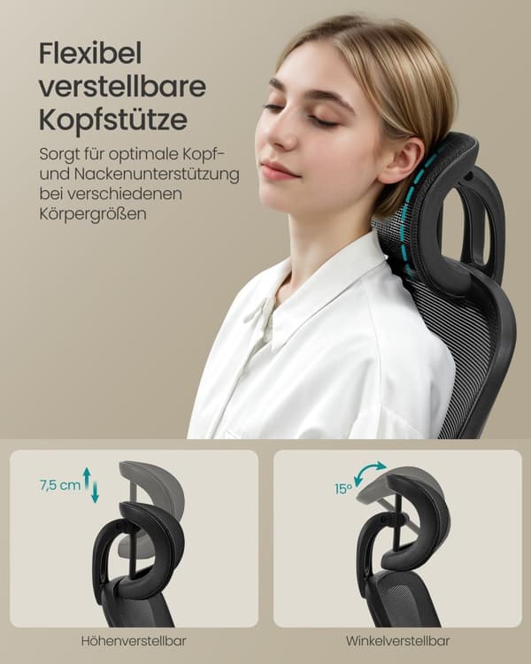Kontorsstol ergonomisk med mesh bläck svart
