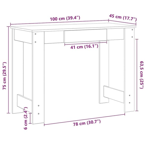 vidaXL Skrivbord vit 100x45x75 cm konstruerat trä