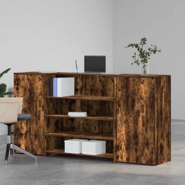 vidaXL Receptionsdisk rökfärgad ek 200x50x103,5 cm konstruerat trä