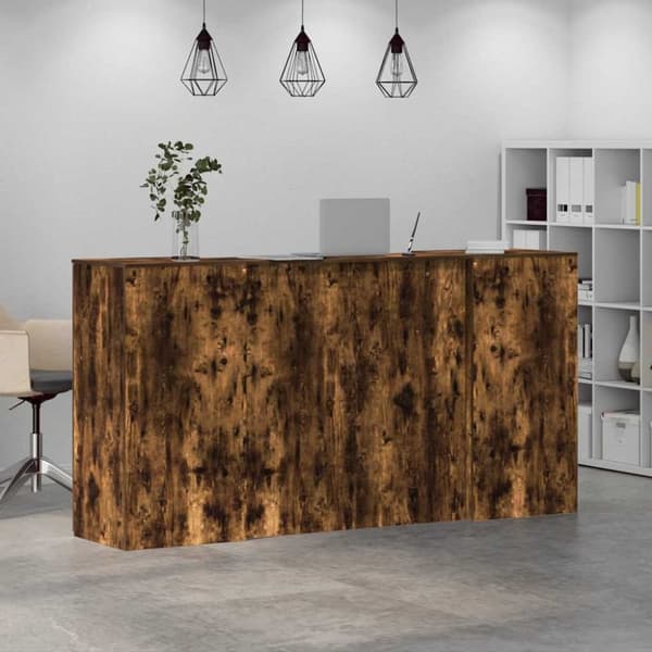 vidaXL Receptionsdisk rökfärgad ek 200x50x103,5 cm konstruerat trä