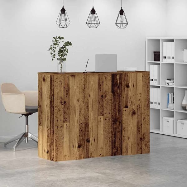 vidaXL Resepsjonspult gammelt tre 135x50x103,5 cm konstruert tre