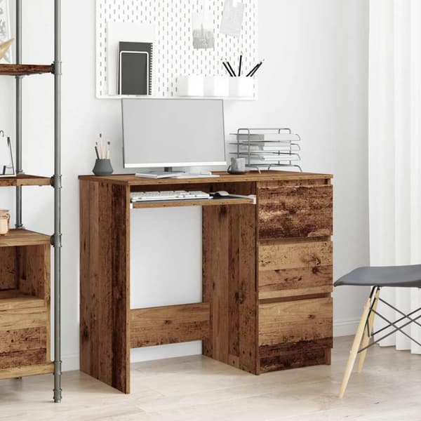 vidaXL skrivebord 90x45x76 cm konstrueret træ gammelt trælook