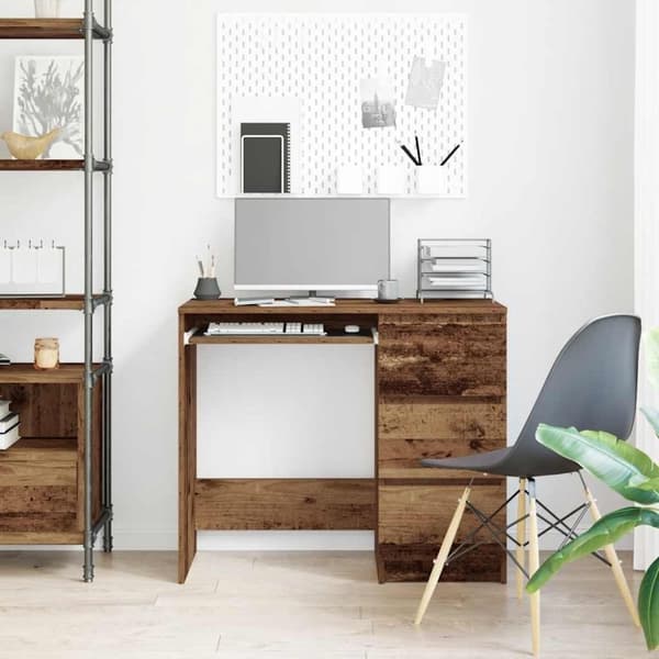 vidaXL skrivebord 90x45x76 cm konstrueret træ gammelt trælook
