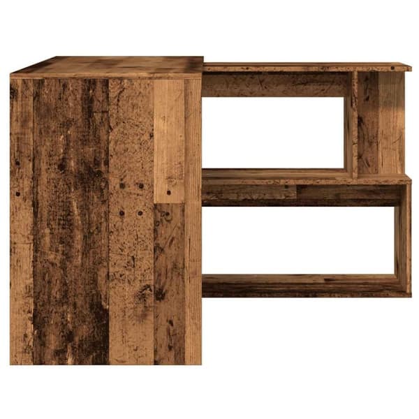 vidaXL skrivebord til hjørne 200,5x50x76 cm konstrueret træ antikt træ