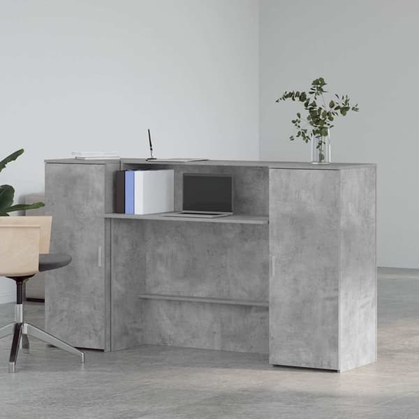 vidaXL Receptionsdisk betonggrå 180x50x103,5 cm konstruerat trä