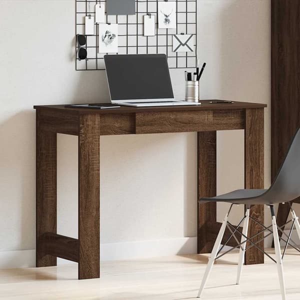 vidaXL Skrivbord brun ek 100x45x75 cm konstruerat trä