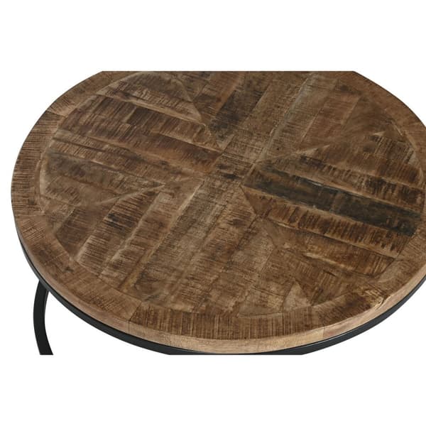 Set of 2 tables Home ESPRIT Ruskea Musta Luonnollinen Metalli Mangopuu 90 x 90 x 40 cm