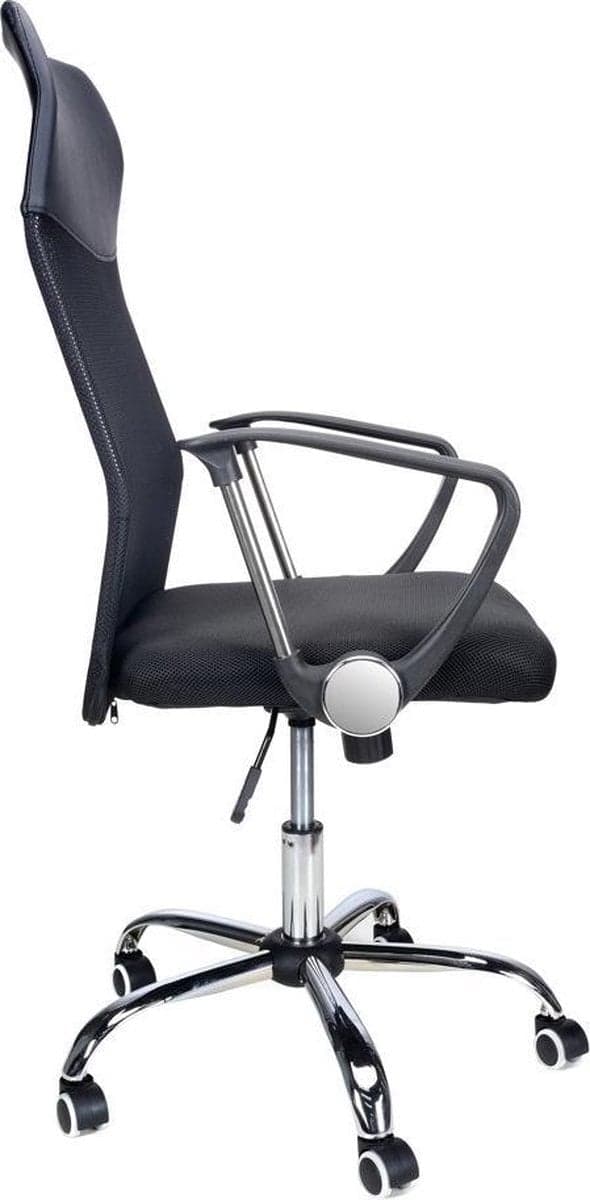 Ergonomisk Studiebureaustol med Ventileret Ryg, Justerbar Højde og 360-Graders Drejefunktion - Sort