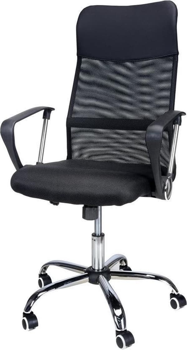 Ergonominen opiskelijatoimistotuoli tuuletettavalla selkänojalla, säädettävällä korkeudella ja 360-asteisella pyörimisellä - musta