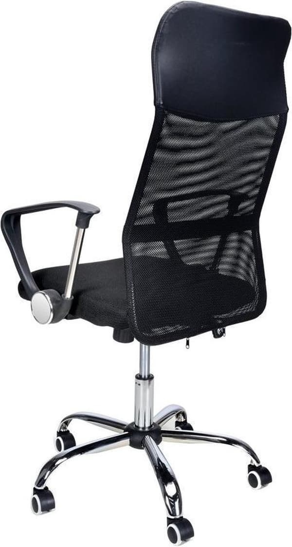 Ergonomisk Modern Kontorsstol med Kromdetaljer - Svart
