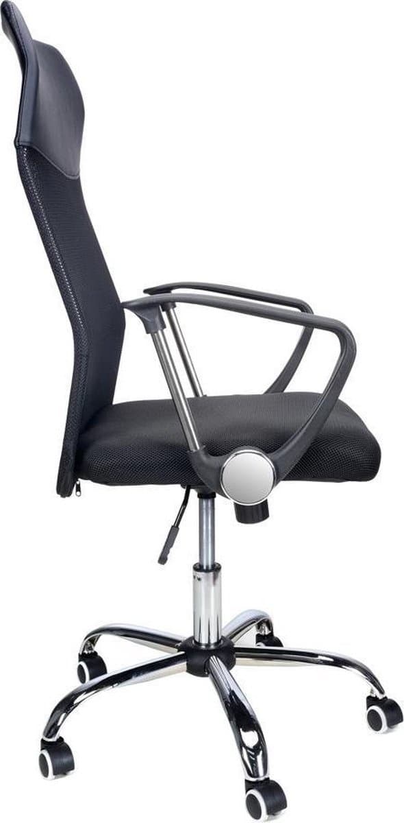 Ergonomisk Modern Kontorsstol med Kromdetaljer - Svart