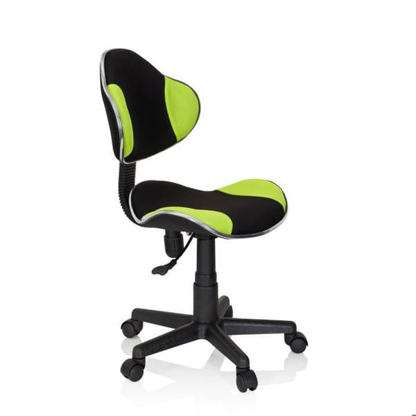 Kontorsstol för barn - HJH OFFICE - KIDDY GTI-2 - Svart/grönt tyg - Ergonomisk och design