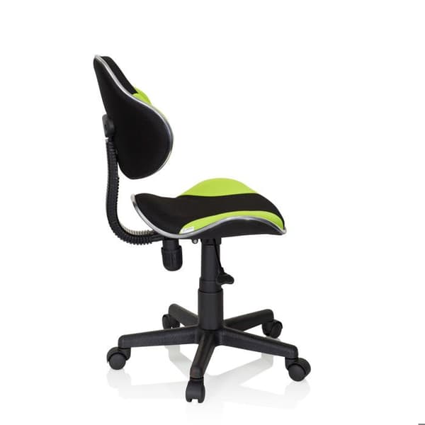 Kontorsstol för barn - HJH OFFICE - KIDDY GTI-2 - Svart/grönt tyg - Ergonomisk och design