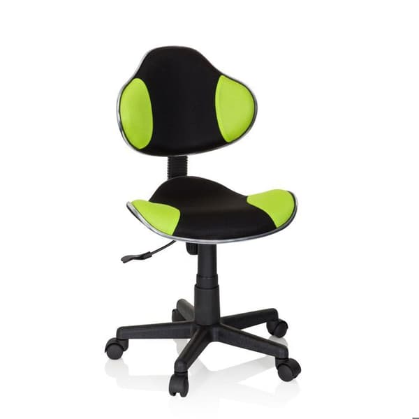 Kontorsstol för barn - HJH OFFICE - KIDDY GTI-2 - Svart/grönt tyg - Ergonomisk och design