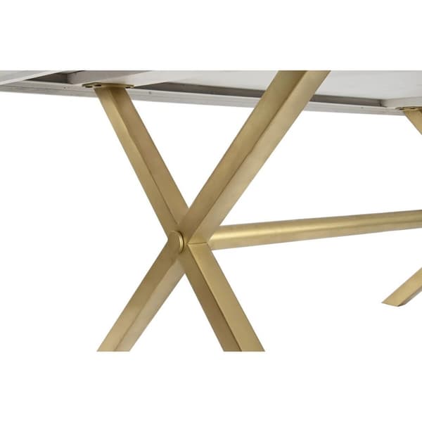 Spisebord DKD Home Decor Hvid Gylden Kobber Mangotræ 180 x 90 x 76 cm