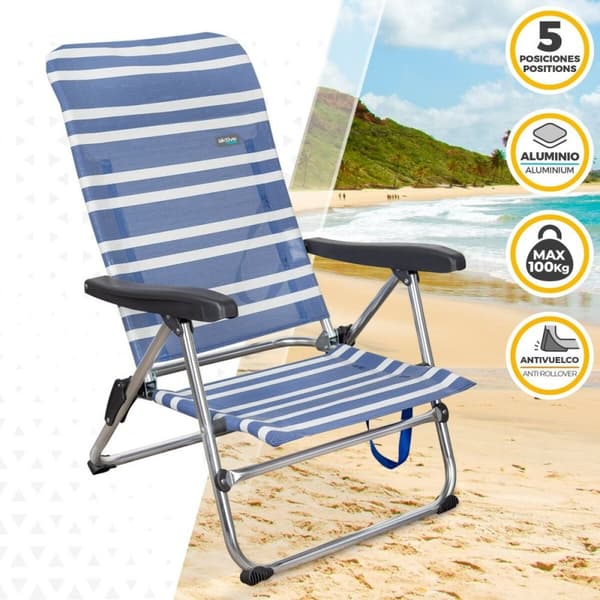 Folding Chair Aktive Mykonos Raidallinen 47 x 85 x 50 cm (4 osaa)