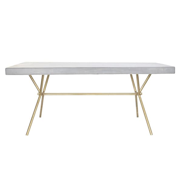 Ruokapöytä DKD Home Decor Harmaa Kullattu Valkoinen Messinki Mangopuu (180 x 90 x 76 cm)