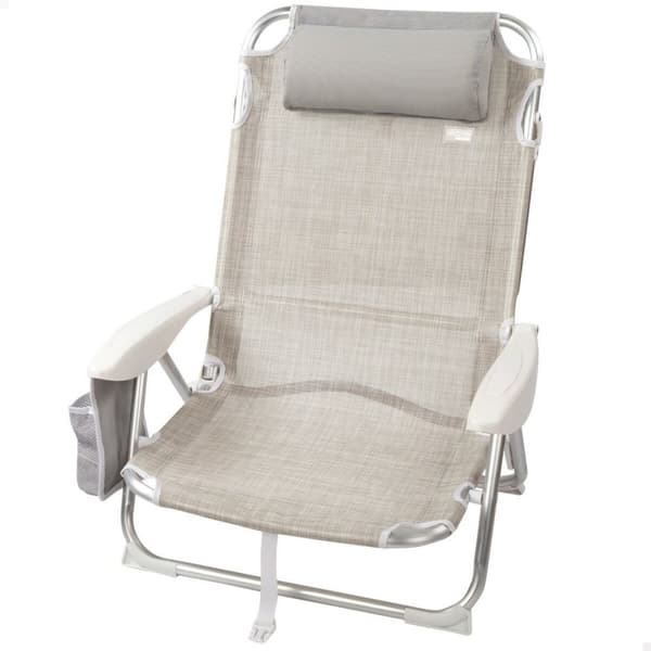 Sammenfoldelig stol med nakkestøtte Aktive Ibiza Beige 51 x 76 x 45 cm (2 enheder)
