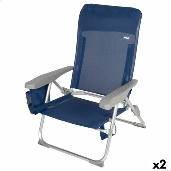 Strandkurv Aktive Slim Foldbar Marineblå 47 x 87 x 58 cm (2 enheder)