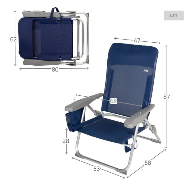 Rantatuoli Aktive Slim Taitettava Laivastonsininen 47 x 87 x 58 cm (2 osaa)