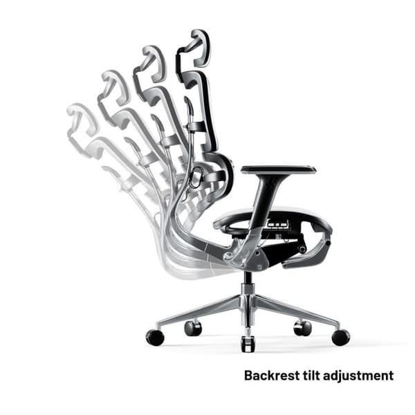 Ergonomisk kontorsstol - Diablo - V-Master - 3D-armstöd - Svankstöd - Svart-Vit V-Mesh-tyg