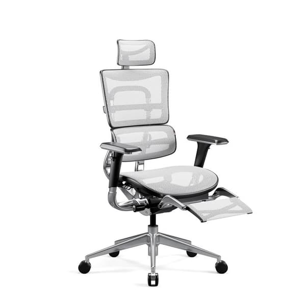 Ergonomisk kontorsstol - Diablo - V-Master - 3D-armstöd - Svankstöd - Svart-Vit V-Mesh-tyg