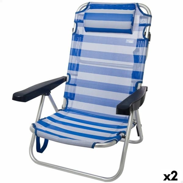 Strandkurv Aktive Foldbar Pude Hvid Blå 48 x 84 x 46 cm (2 enheder)