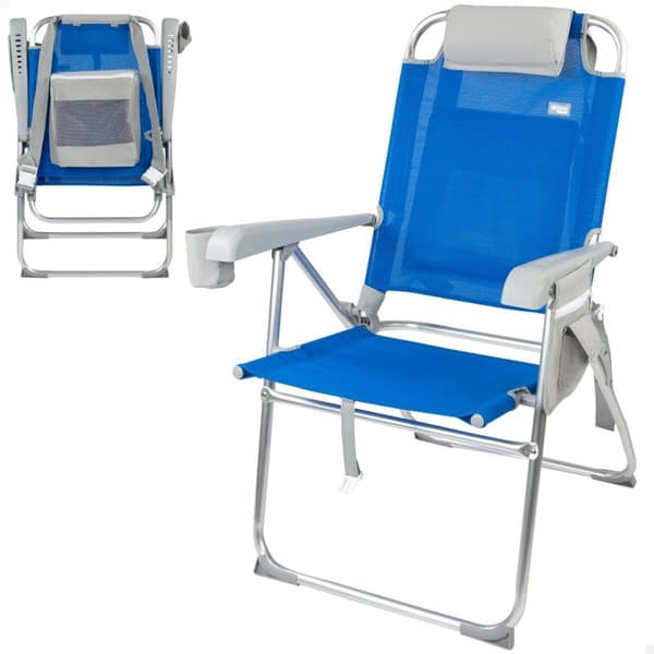 Sammenleggbar stol med nakkestøtte Aktive 47 x 99 x 63 cm Blå (2 enheter)