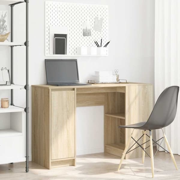 vidaXL Skrivebord sonoma eik 120x42x76 cm konstruert tre