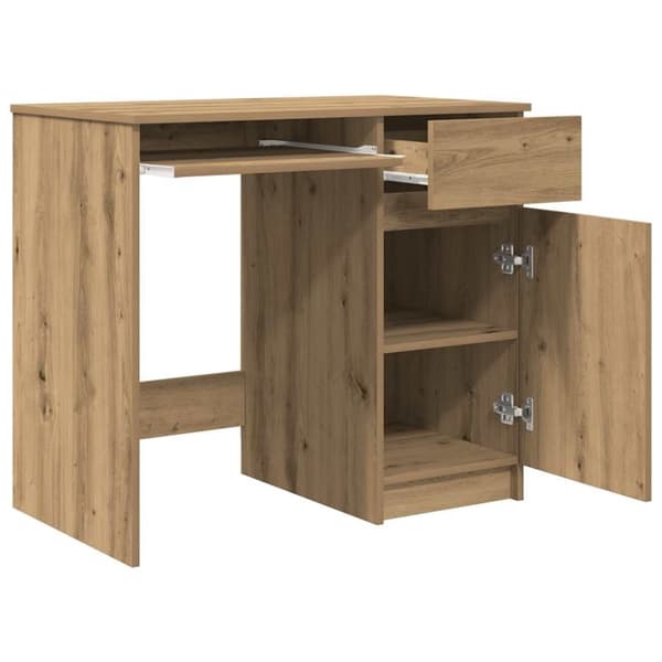 vidaXL Skrivebord artisan eik 84x40x75 cm konstruert tre