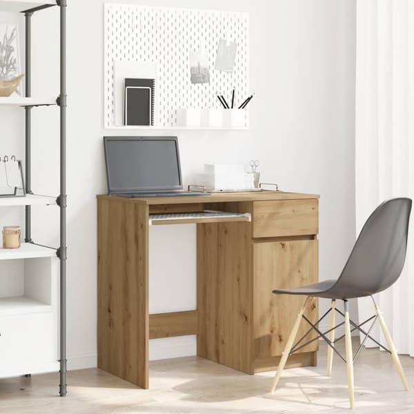 vidaXL Skrivebord artisan eik 84x40x75 cm konstruert tre