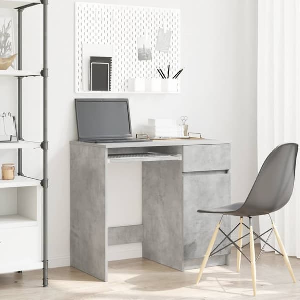 vidaXL Työpöytä betoninharmaa 86x49x76 cm tekninen puu