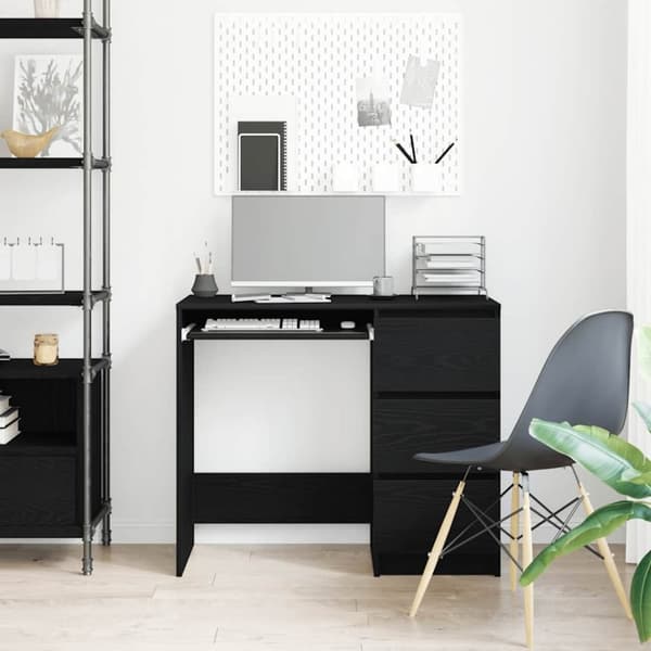 vidaXL Skrivebord svart eik 90x45x76 cm konstruert tre