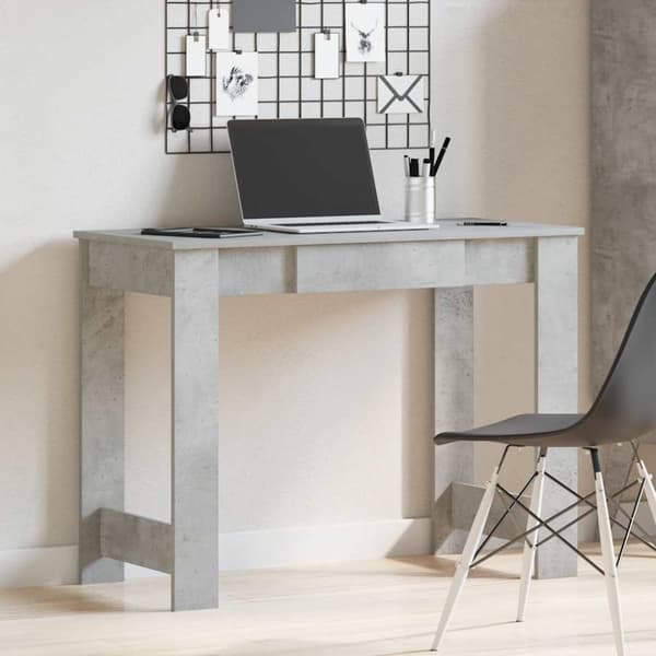 vidaXL skrivebord 100x45x75 cm konstrueret træ betongrå