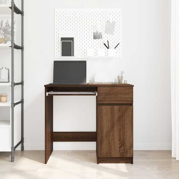 vidaXL skrivebord 86x49x76 cm konstrueret træ brun egetræsfarve