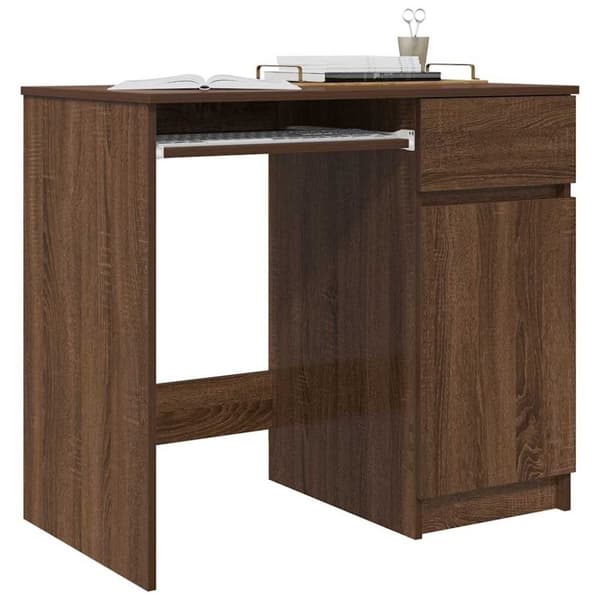 vidaXL skrivebord 86x49x76 cm konstrueret træ brun egetræsfarve