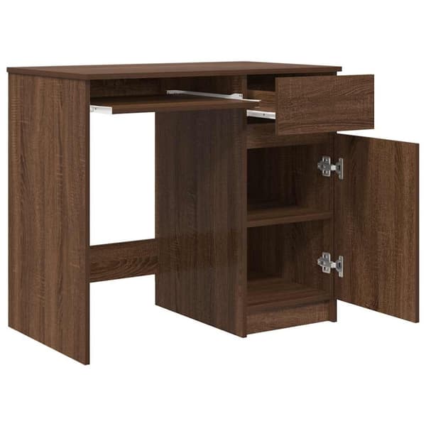 vidaXL skrivebord 86x49x76 cm konstrueret træ brun egetræsfarve