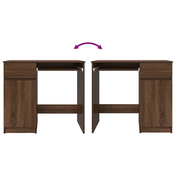 vidaXL skrivebord 86x49x76 cm konstrueret træ brun egetræsfarve