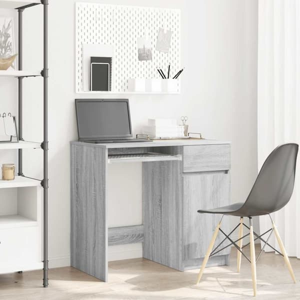 vidaXL skrivebord 86x49x76 cm konstrueret træ grå sonoma-eg